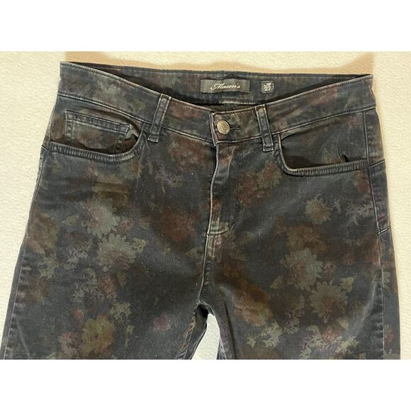 RARE Mason's Italian Brushed Cotton Black Floral Pants Printed Size 27 Ankle - Picture 4 of 7